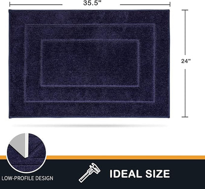 PURRUGS Dirt Trapper Door Mat 24" x 36", Non-Slip/Skid Machine Washable Entryway Rug, Dog Door Mat, Super Absorbent Welcome Mat for Muddy Wet Shoes and Paws, Navy Blue