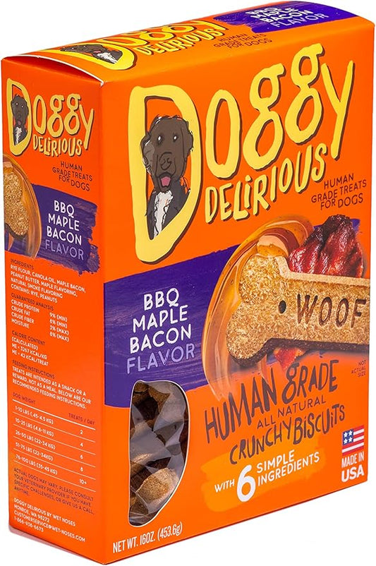 Crunchy Dog Treats – for All Pet Sizes, Breeds – All-Natural Puppy Treat – 100% Human-Grade – Delicious Pet Treat Bones, Snacks for Dogs – BBQ Maple Bacon, 16 Oz.