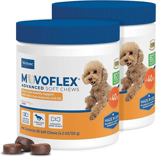 Advanced Joint Support Supplement for Small Dogs - Hip and Joint Support - Dog Joint Supplement - Hip and Joint Supplement Dogs - 120 Soft Chews (by Virbac)