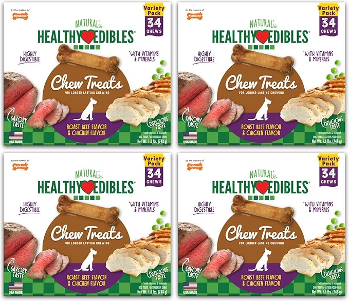 Nylabone Healthy Edibles Roast Beef/Chicken Variety Value Pack, Petite 136ct (4x34ct)