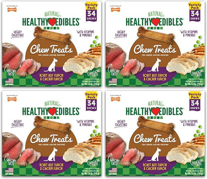 Nylabone Healthy Edibles Roast Beef/Chicken Variety Value Pack, Petite 136ct (4x34ct)