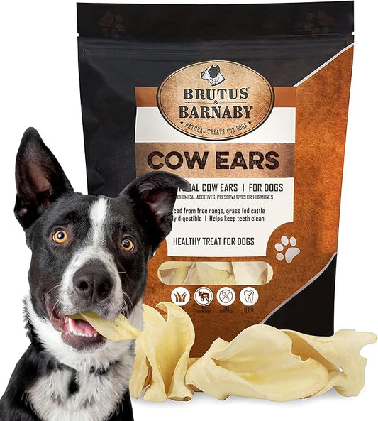 Premium Cow Ears For Dogs, Thick Cut & All-Natural Whole Ears, 100% Grass Fed Beef, No Additives Or Hormones, Safe Rawhide Alternative, Great Dog Treat Alternative To Pig Ears, Bully Sticks, Dog Bones
