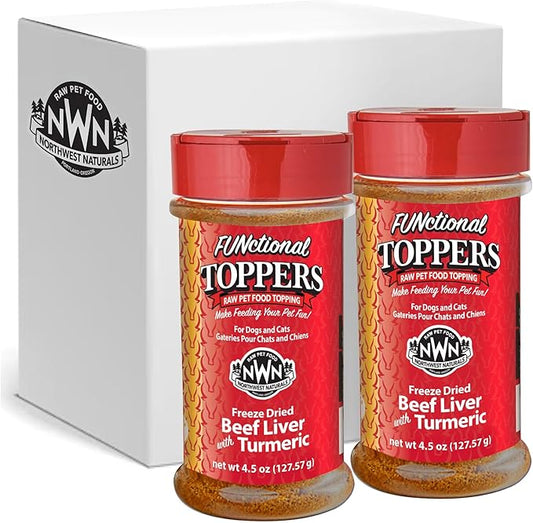 Northwest Naturals Freeze-Dried Beef Liver with Turmeric - Functional Topper for Dogs and Cats- Healthy, Limited Ingredients, Human Grade Pet Food, All Natural - 4.5 Oz (Pack of 2)