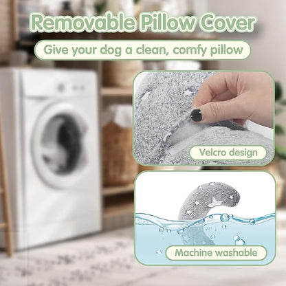 Pillow for Cats & Puppy, Cat Neck Pillow Soft Fluffy Pet Calming Toy Half Donut Cuddler, U-Shaped Pillow for Pet, Joint Relief Sleeping Improve (Glow Grey, S)