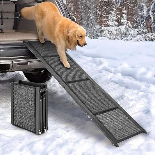 Dog Ramp for Car, 63"x17" Dog Ramps for Large Dogs with Anti-Slip Rug Surface, Folding Dog Ramp Up to 250LBS, Outdoor Dog Ramp for Trucks & SUV