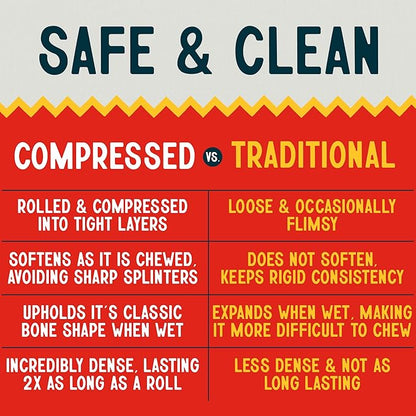 Canine Chews Pressed Rawhide Bones for Large Dogs - 5.5" Long Lasting Dog Chews - Compressed Beefhide Large Dog Chew Bones - Chew Toy Dog Bones - Raw Hide Bones Dog for Aggressive Chewers (5.5", 8pk)