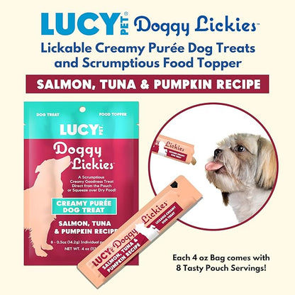 Lucy Pet® Doggy Lickies™ Salmon, Tuna & Pumpkin Recipe Creamy Purée Dog Treat 4oz