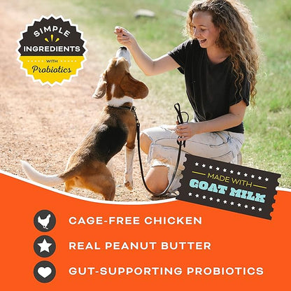 Primal Freeze Dried Dog Treats; Chicken & Peanut Butter Dog Treats with Goat Milk for Dogs, You're My Butter Half, Grain Free Training Treats for Dogs with Probiotics, 2 oz