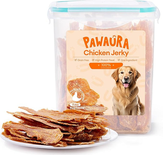 Chicken Jerky Dog Treats - All-Natural, High-Protein 17.63 oz Sealed Box, Single-Ingredient, Preservative-Free, Gluten-Free, Perfect for Training & Healthy Snacking