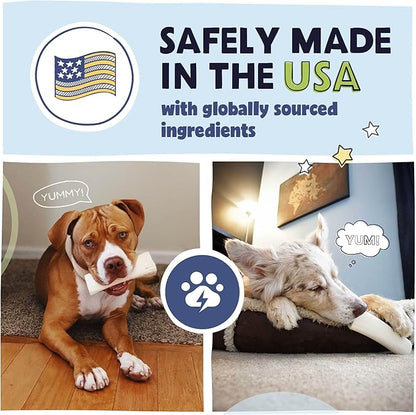 Pawstruck Large 5-6" Filled Dog Bones, Peanut Butter Flavor - Made in USA Long Lasting Stuffed Femur for Aggressive Chewers Dental Treat - Pack of 3 - Packaging May Vary