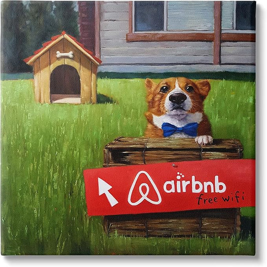 Stupell Industries Doghouse Rental Funny Bowtie Corgi Puppy, Design by Lucia Heffernan