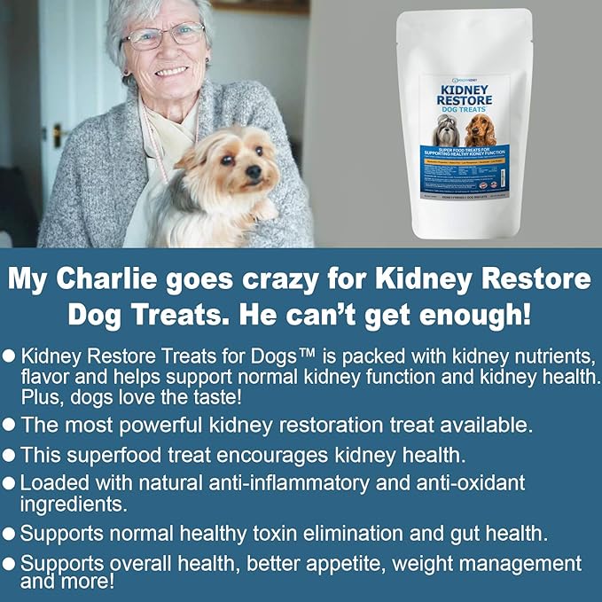 Kidney Restore Bacon Dog Treats 8oz for Petite Dogs. Low Protein Dog Treats for Kidney Support for Small Dogs. Renal Treats for Any Kidney Dog Diet.