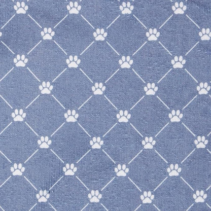 Bone Dry Pet Robe Collection, Trellis Paw Print, Absorbent Microfiber Bath Robe with Adjustable Closure for Dogs & Cats, X-Small, Stonewash Blue