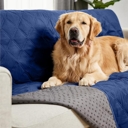 Gorilla Grip 100% Waterproof Dog Blanket, Pet Friendly Sofa Throw Essential for Small Pets, Dogs, Cats, Tear and Slip Resistant Leakproof Couch Cushion Cover for Indoor Furniture, 40x50 Navy