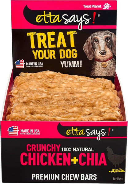 etta says! Premium Crunchy Chew Bars - All Natural - Chicken + Chia - Made in The USA (12 Count Pack of 1)