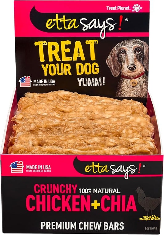 etta says! Premium Crunchy Chew Bars - All Natural - Chicken + Chia - Made in The USA (12 Count Pack of 1)