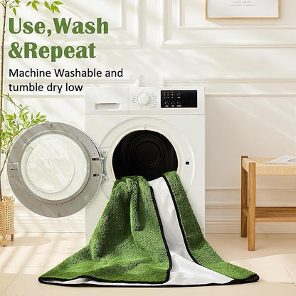 Qeils Washable Pee Pads for Dogs, 2 Pack Super Absorbent Reusable Puppy Pads with Green Long Wool for Potty Training, Floor, Couch, Bed, and Crate,31"x 36"