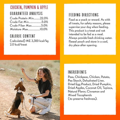 Charlee Bear Dog Treats Small Dogs Training Treats, Crunchy Low Calorie Grain Free Dog Treats, USA Made, Best for Small-Medium Breeds, Puppy Training Treats, Chicken, Pumpkin & Apple, 6 Pack, 8oz Each