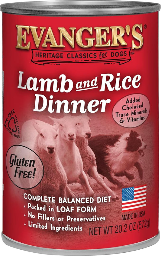 Evanger's Heritage Classics Lamb & Rice Dinner Jumbo for Dogs -20.2 oz Cans (Pack of 12)