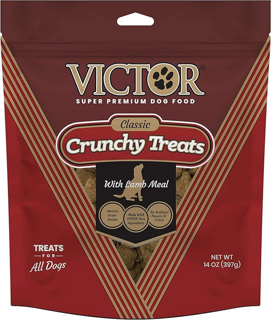 Victor Super Premium Dog Food – Classic Crunchy Dog Treats with Lamb Meal – Gluten-Free Treats for Small, Medium and Large Breed Dogs, 14oz