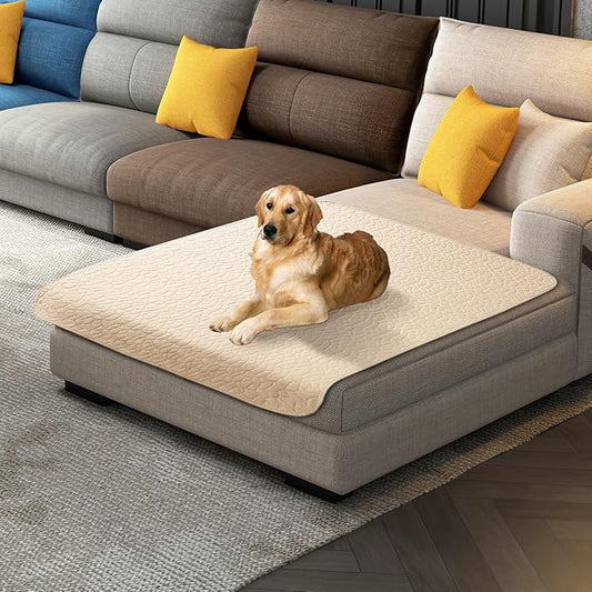 Waterproof Dog Blanket, Washable Anti-Slip Pet Couch Covers for Sofa,Pet Hair Resistant Blankets Bed Chair Furniture Couch Protector for Dogs-40x50,Beige