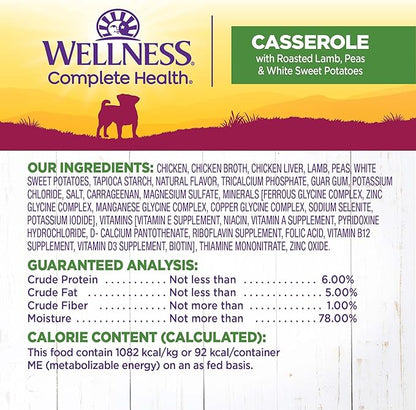 Wellness Petite Entrées Casserole with Roasted Lamb, Peas & White Sweet Potatoes, 3-Ounce Cup (Pack of 12)