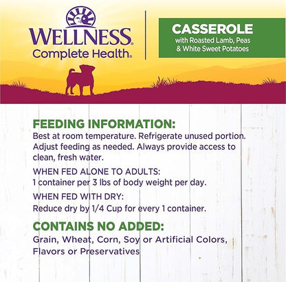 Wellness Petite Entrées Casserole with Roasted Lamb, Peas & White Sweet Potatoes, 3-Ounce Cup (Pack of 12)
