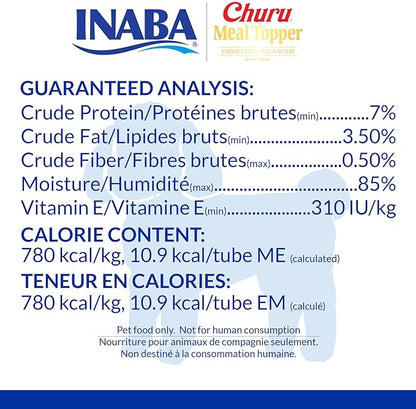 INABA Churu Meal Topper for Dogs, Complete & Balance, Creamy, Lickable Purée Dog Food Topper, 0.5 Ounce Tube, 24 Tubes (4 per Pack), Chicken with Cheese Recipe