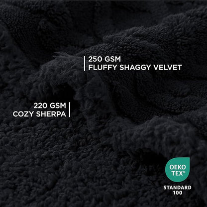 Bedsure Waterproof Dog Blankets for Small Dogs - Pet Blanket for Couch Protector Washable, Premium Jacquard Coral Fleece Cat Throw Blanket, Soft Plush Reversible Furniture Protection, 25"x35", Black