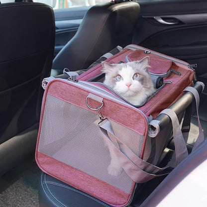 HSC PET Pink Pets Carrier for Large Medium Cat, Soft-Sided Small Dog Carriers Fit Kitties Rabbit Puppy, Bunny Carriers Pet Privacy Protection Travel Bag