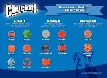 Chuckit! The Whistler Ball Dog Toy, Small (2 Inch Diameter) for Dogs 0-20 lbs, Pack of 2