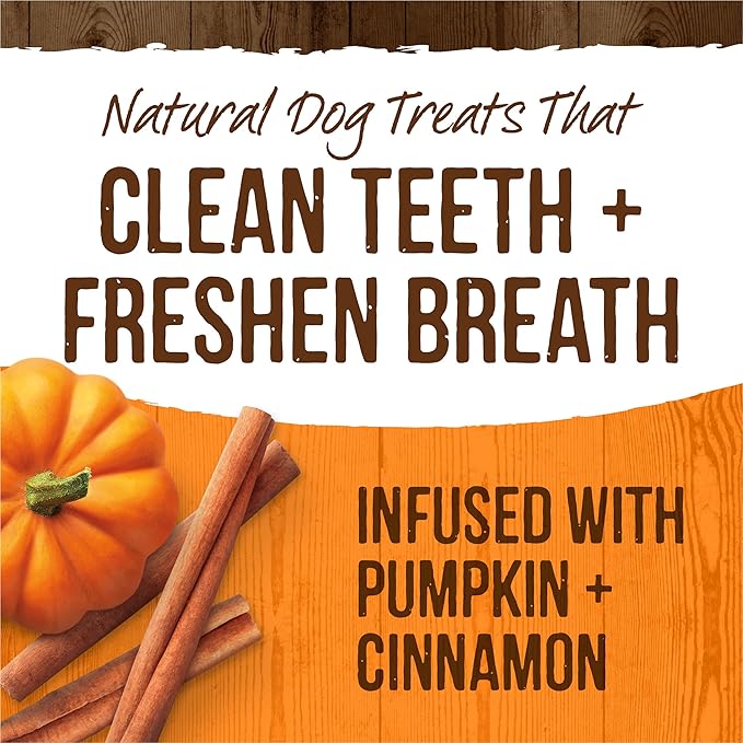 Merrick Fresh Kisses Natural Dental Chews, Treats Infused With Pumpkin and Cinnamon For Medium Dogs 25-50 Lbs - 20 oz. Bag