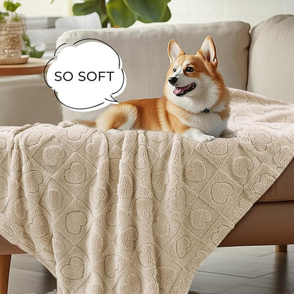 Luciphia Small Dog Blanket Washable Pet Bed Cover Soft Fluffy Puppy Blanket with Premium Fleece Cozy Calming Cat Blankets for Indoor Cats Beige 41x31 inch