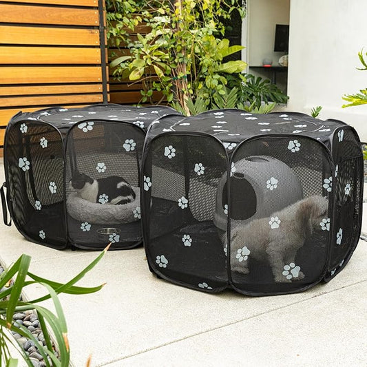 2-in-1 Cat Playpen, 58''Pop Up Dog Pet Playpen for Indoor Outdoor Cats Enclosed, Portable Pet Playpen, Kitten Puppy Foldable Play Pen Cat Dog Tent Crate Cage Kennel(No Divider, Unified Space)