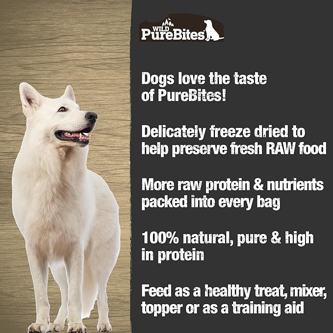 PureBites Wild Bison Freeze Dried Dog Treats, 1 Ingredient, Made in USA, 2.1oz
