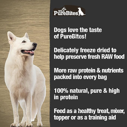 PureBites Wild Bison Freeze Dried Dog Treats, 1 Ingredient, Made in USA, 2.1oz