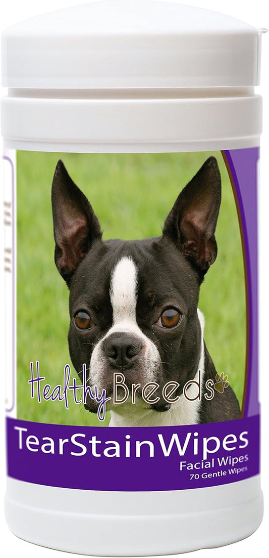 Healthy Breeds Boston Terrier Tear Stain Wipes 70 Count