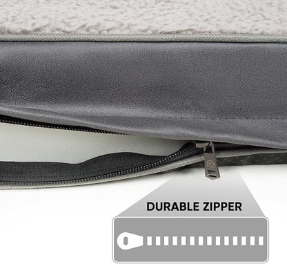 Washable Large Dog Bed Covers Soft Plush Replacement, Waterproof Dog Bed Liner, Pet Bed Cover with Zipper 35x22x3 Inches, Grey, Cover Only