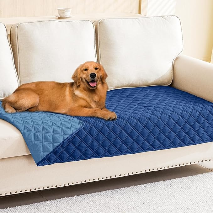 Smiry Waterproof Dog Blanket, Reversible Dog Bed Cover Pet Blanket, Soft Couch Cover for Dogs Washable, Bed Couch Sofa Furniture Protector for Puppy Cat Kids (30"x70", Navy/Blue)