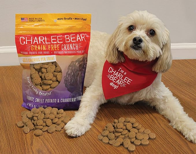 Charlee Bear Crunch Turkey, Sweet Potato & Cranberry Flavor Dog Treat and Snack (2 Pack) 8 oz Each