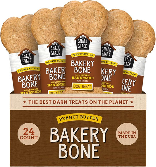 Cosmo's Snack Shack Peanut Butter Bakery Bone - All Natural Dog Treat - Made in USA (24 Count Pack of 1)
