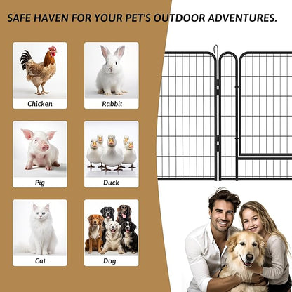 6 Panels Dog Playpen Heavy Duty Metal Fence,39.37" Height Outdoor Indoor Pen Anti-Rust with Doors Portable for RV Camping Yard,Black