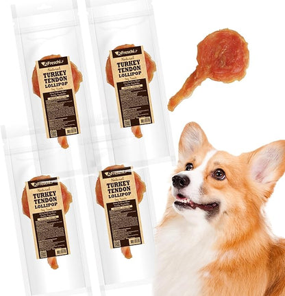 Afreschi Natural Turkey Tendon Lollipop 40 Units/Box, Dog Treat for Signature Series, All Natural Human Grade Puppy Chew, Turkey Sourced from USA, Rawhide Alternative