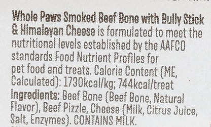 Whole Paws, Smoked Beef Bone with Bully Stick & Himalayan Cheese, Large (For Dogs 60 lbs & Under), 10 Ounce