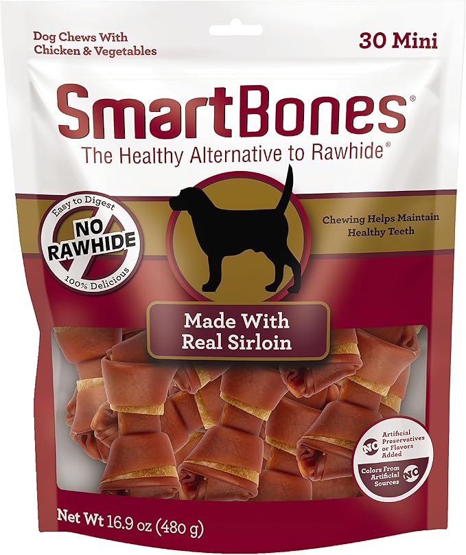 SmartBones Real Sirloin Mini Chews, 30 Count (Pack of 1)