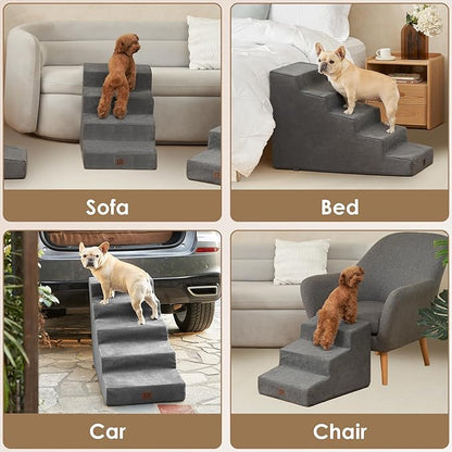 EHEYCIGA Dog Stairs for Small Dog 15.7”H, 3-Step Slope Dog Stairs for Couch and Sofa, Pet Steps with Non-Slip Bottom, Low Ramp and Larger Step Area