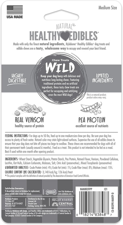 Nylabone Healthy Edibles WILD Antler Natural Long Lasting Venison Flavor Dog Chew Treats Medium/Wolf (2 Count)