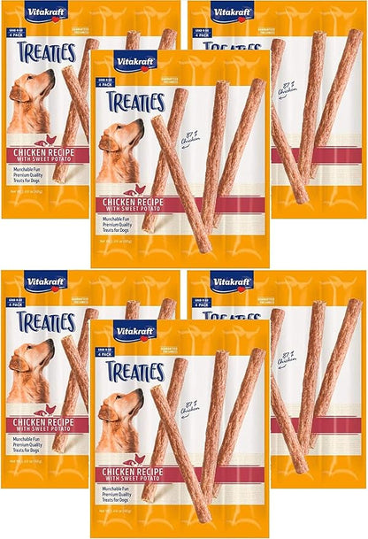 Vitakraft 24 Pack of Treaties for Dogs, Smoked Chicken Recipe with Sweet Potato, Munchable Treat Sticks