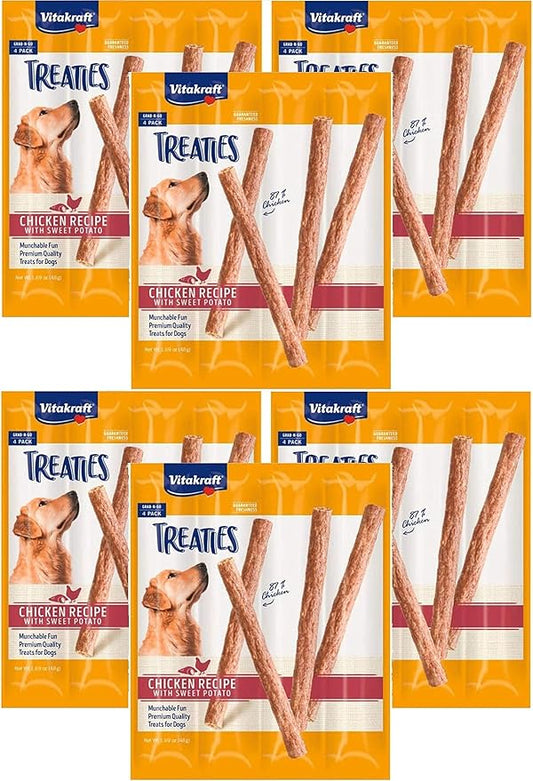 Vitakraft 24 Pack of Treaties for Dogs, Smoked Chicken Recipe with Sweet Potato, Munchable Treat Sticks