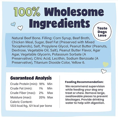 Pawstruck Small 3" Filled Dog Bones, Peanut Butter Flavor - Made in USA Long Lasting Stuffed Femur for Aggressive Chewers Dental Treat - Pack of 10 - Packaging May Vary